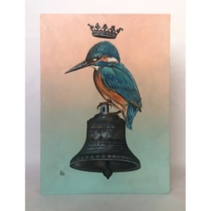 Rei blauet sobre campana