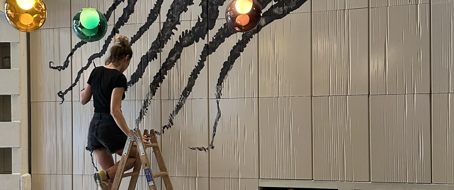 Mural Kintsugui restaurant at Hotel Ohla Eixample Barcelona by Joana Santamans