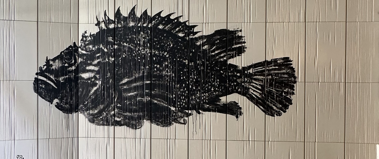 Mural Kintsugui restaurant at Hotel Ohla Eixample Barcelona by Joana Santamans