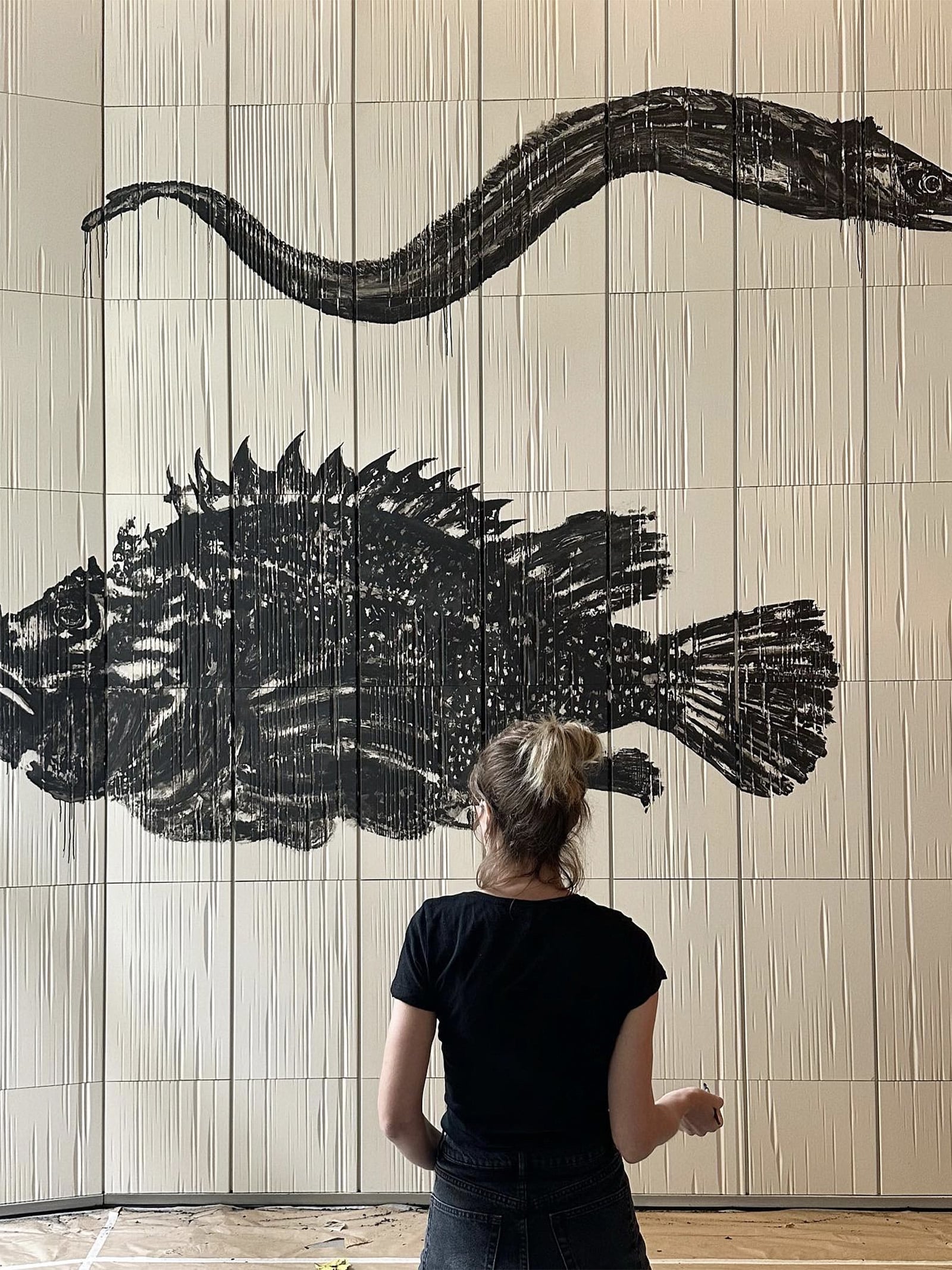 Mural Kintsugui restaurant at Hotel Ohla Eixample Barcelona by Joana Santamans